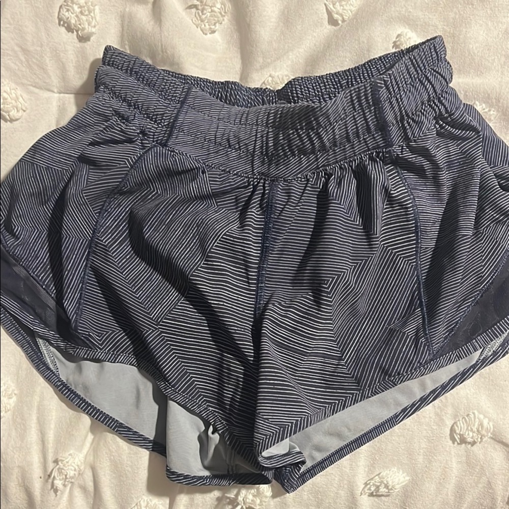 Lululemon Hotty Hot Black and White Striped Shorts